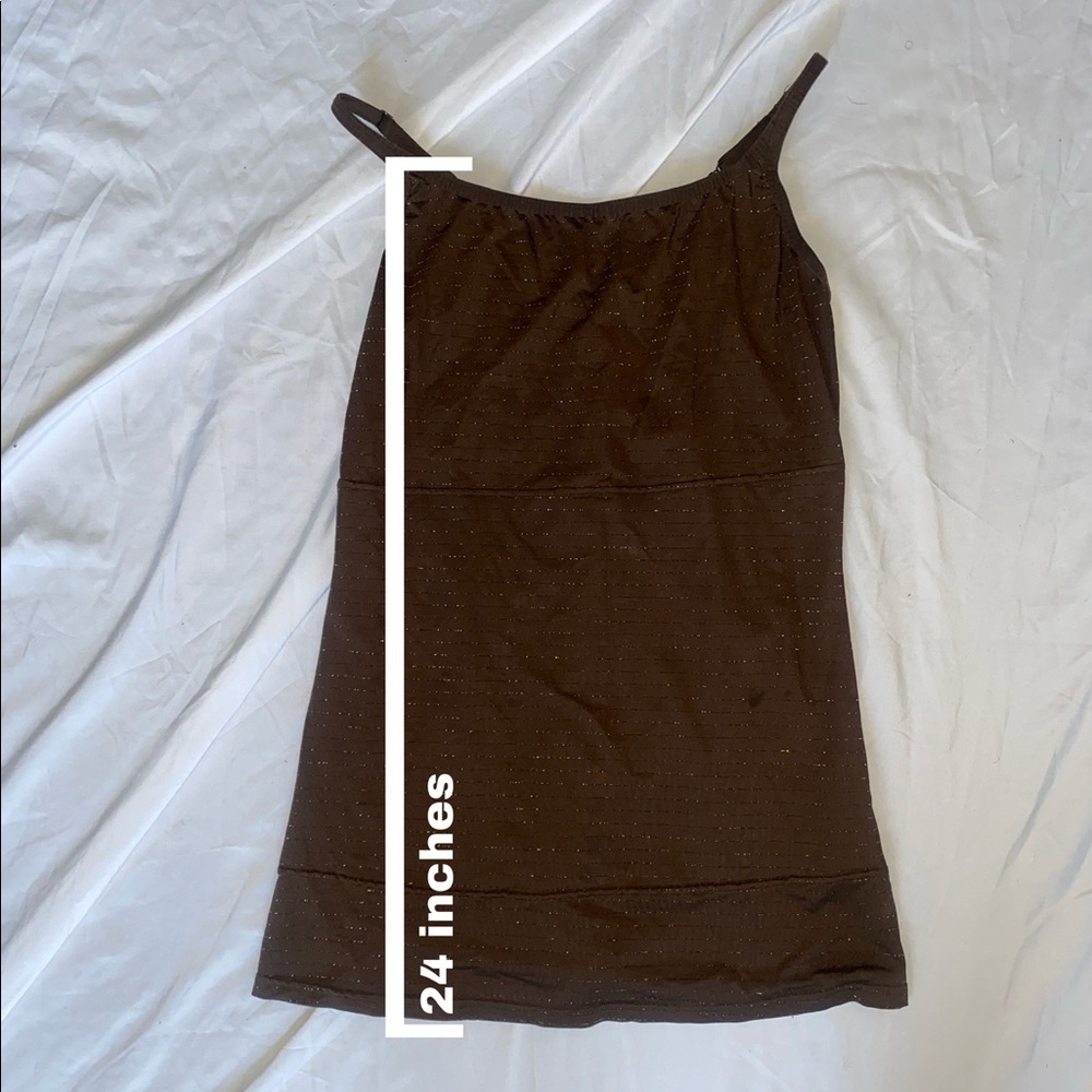 Brown Y2K Tank Top With Gold Stripes